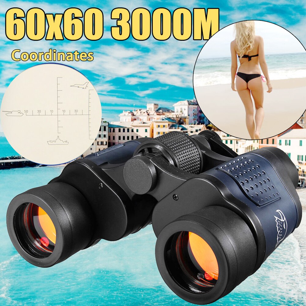 60x60 High Power Binoculars With Coordinates BAK4 Portable Telescope LowLight Night Vision