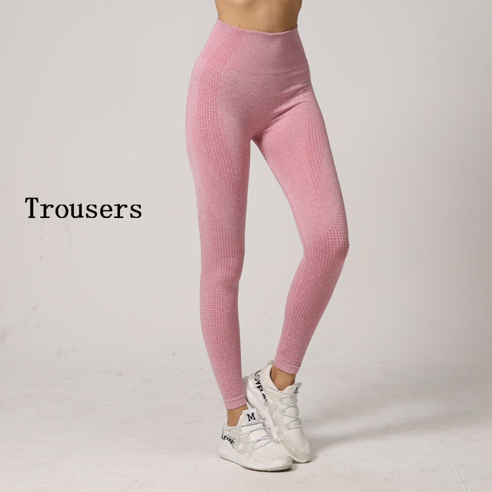 Vital Seamless Yoga Set Women Long Sleeve Summer Top Gym Sport Bra High Waist Tight Leggings