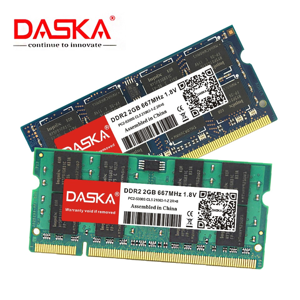 DASKA DDR2 2GB 4GB RAM Sodimm Laptop Memory PC2-5300/6400 800 667mhz 200pin 1.8V  Lifetime Warranty