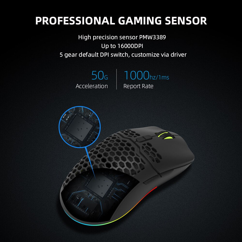 Delux M700 PMW3389 RGB Gaming Mouse 67g Lightweight Honeycomb Shell Ergonomic Soft rope Computer Gamer