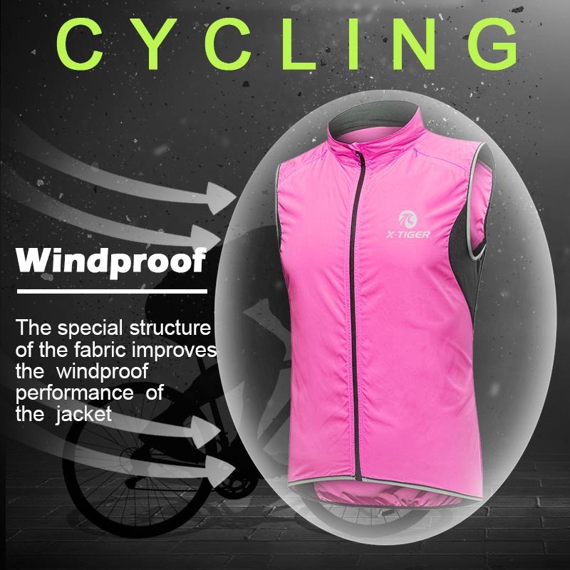 Women Windproof Cycling Vest Sleeveless Reflective MTB Bike Jacket Outdoor Sport Running