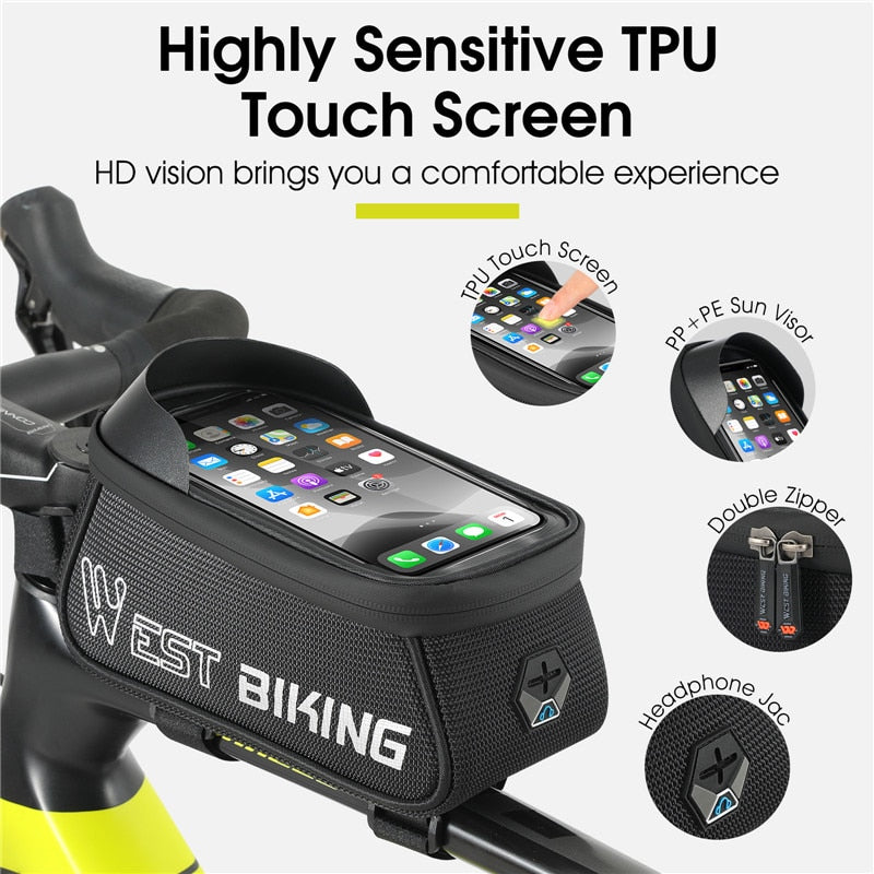 Bag Sensitive Touch Screen Bike Phone Bag Front Frame Reflective MTB Road Cycling Accessories