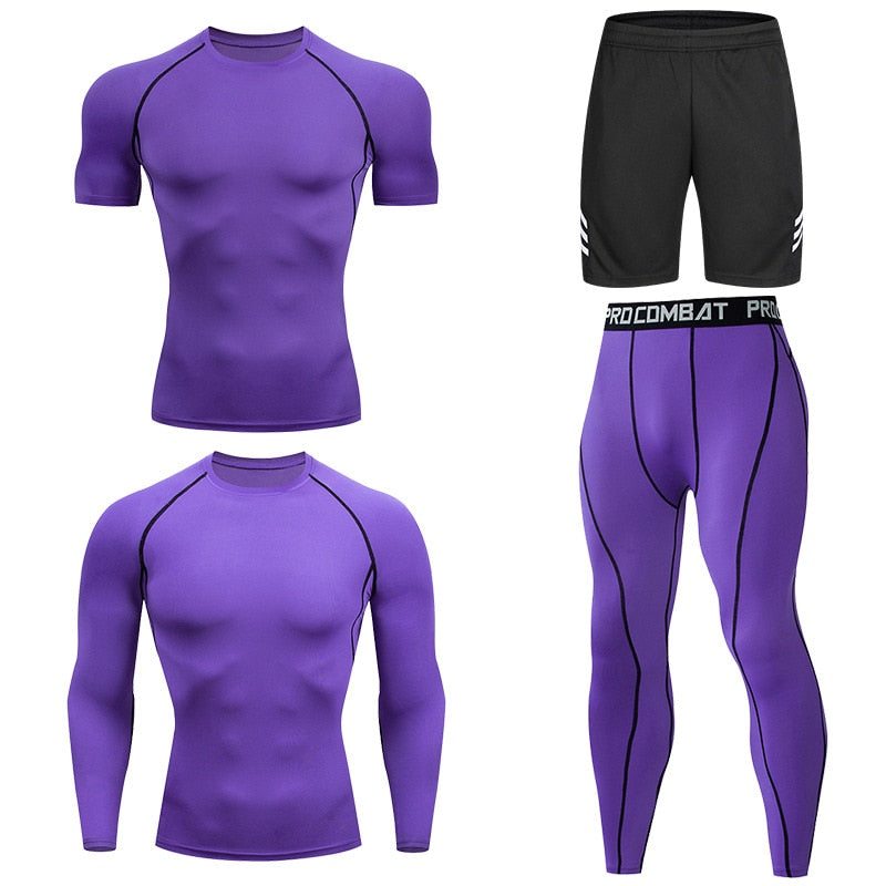 Men's Compression Running Set Football Basketball Cycling Fitness Sport Wear Kits Teenager