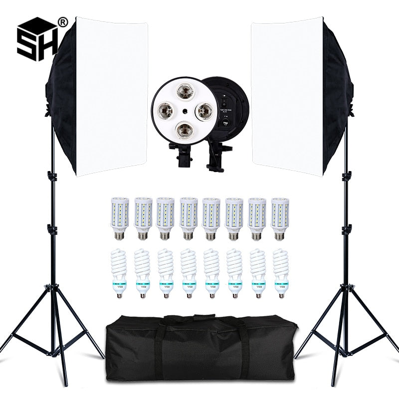 SH Photography Softbox 50x70 Lightbox Lighting Kit 5500K Lamp Continuous Light System With 2M Tripod