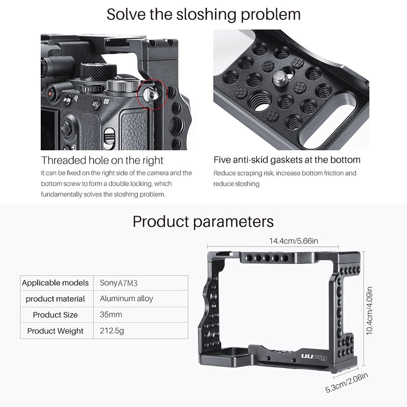 UURig C-A73 Camera Cage for Sony a7iii A7R3 A7M3 Standard Arca-Style Quick Release