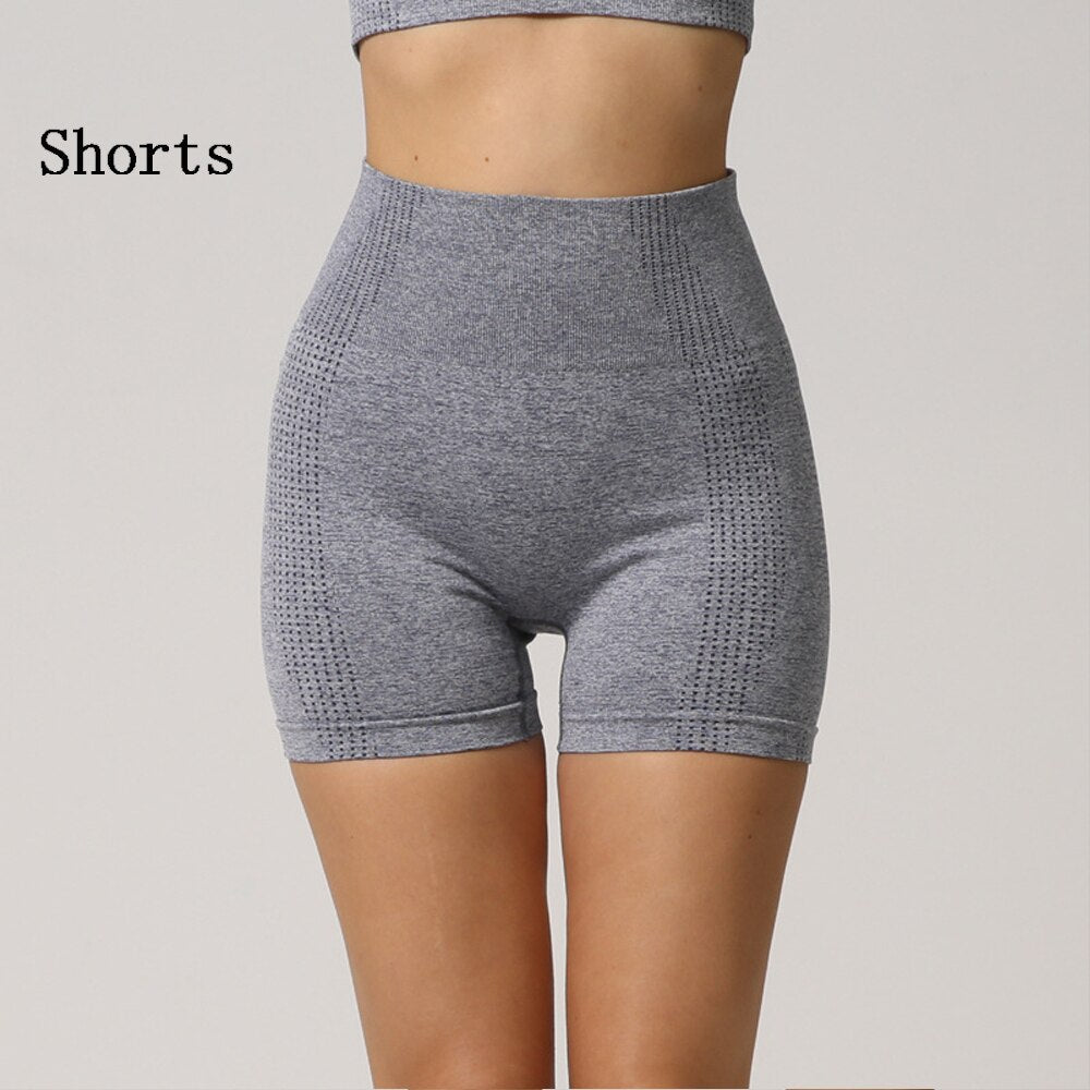 Vital Seamless Yoga Set Women Long Sleeve Summer Top Gym Sport Bra High Waist Tight Leggings