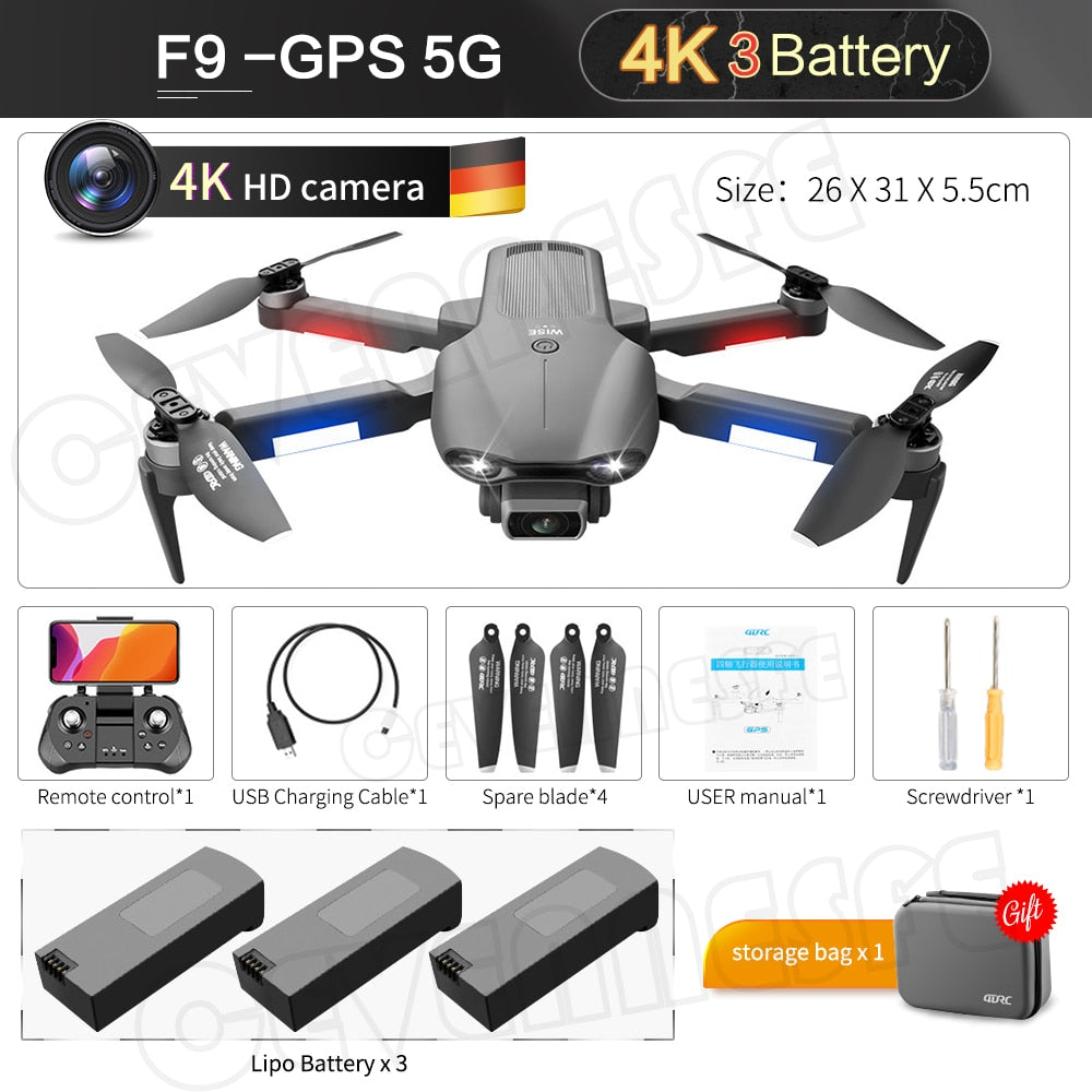 2022 NEW F9 GPS Drone 6K Dual HD Camera Professional Aerial Photography Brushless Motor