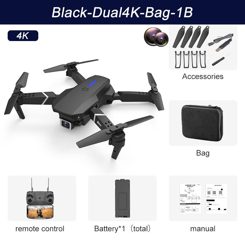 E88Pro RC Drone 4K Professinal With 1080P Wide Angle HD Camera Foldable RC