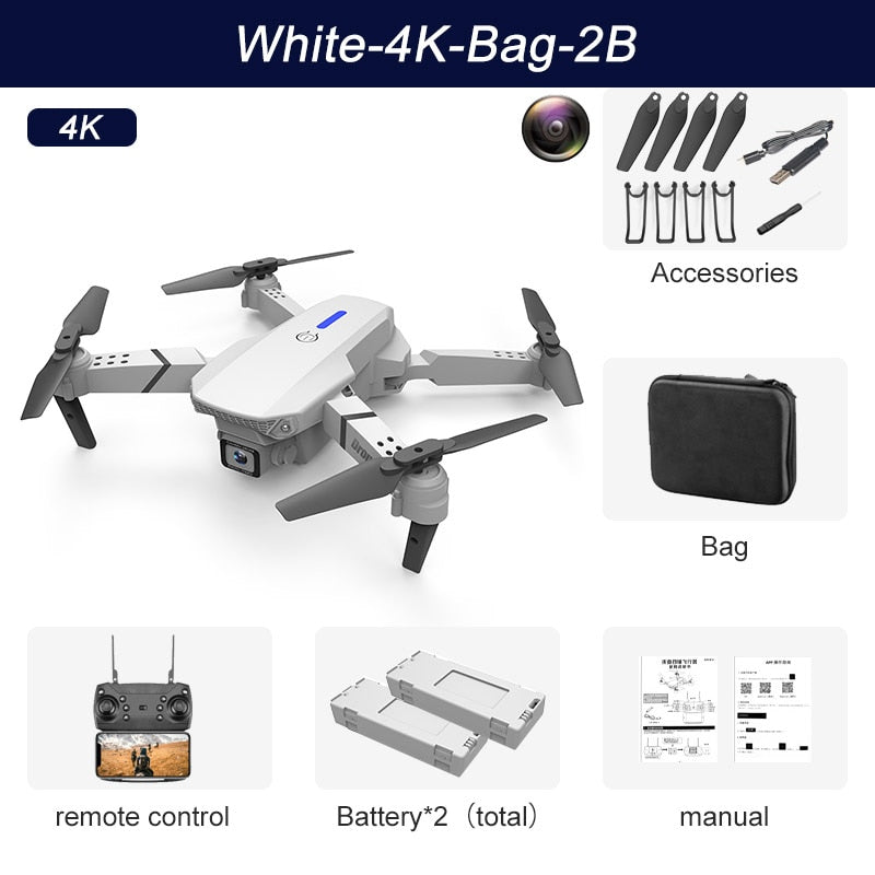 E88Pro RC Drone 4K Professinal With 1080P Wide Angle HD Camera Foldable RC