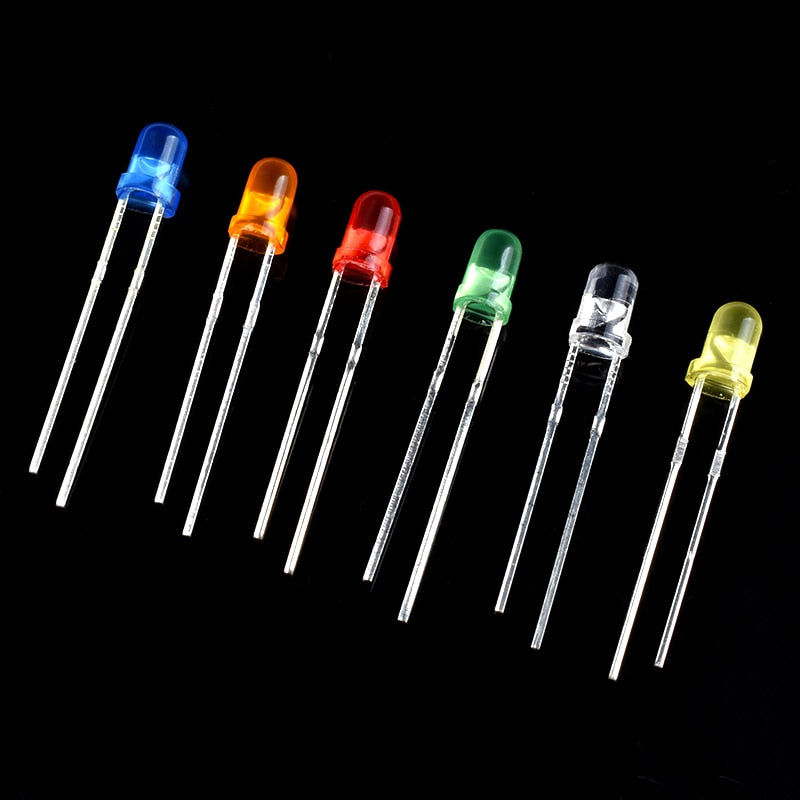 3mm 5mm LED Diode Assorted Kit, White Green Red Blue Yellow OrangeDIY led lights Diodes electronic