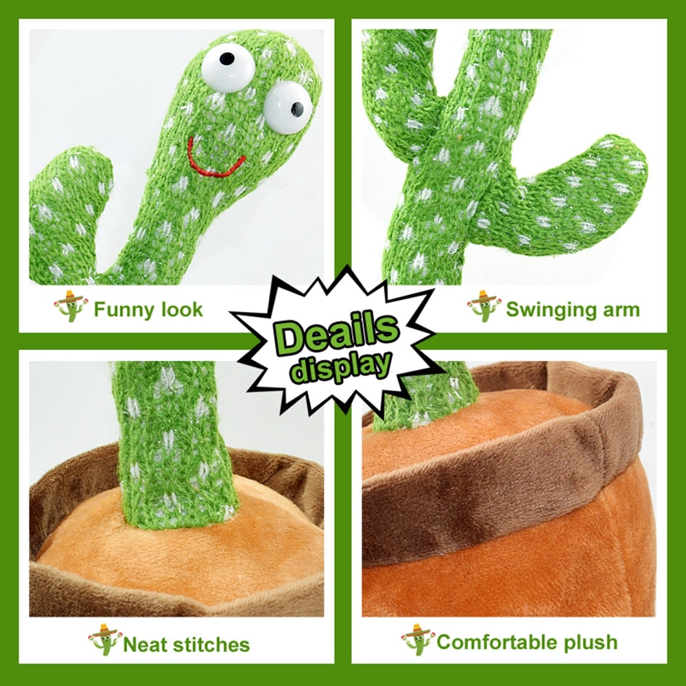 Dancing Cactus Repeat Talking Toy Electronic Plush Toys Can Sing Record Lighten Battery USB Charging