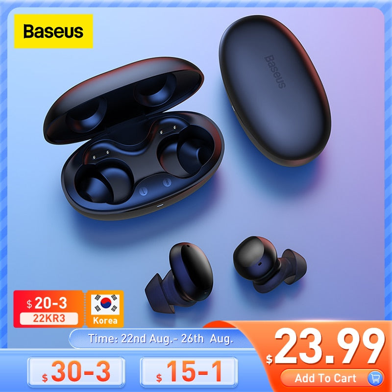 Baseus W11 TWS Bluetooth Earphones Bluetooth 5.0 Wireless Headphones Waterproof, Support wireless charg