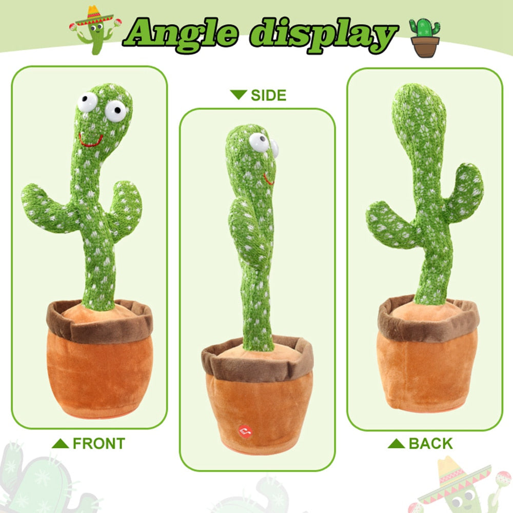 Dancing Cactus Repeat Talking Toy Electronic Plush Toys Can Sing Record Lighten Battery USB Charging