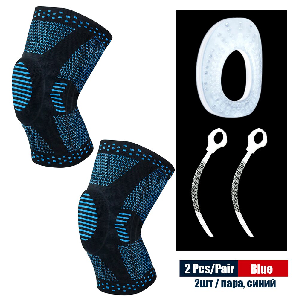 Sports Compression Knee Support Brace Patella Protector Knitted Silicone Spring Leg