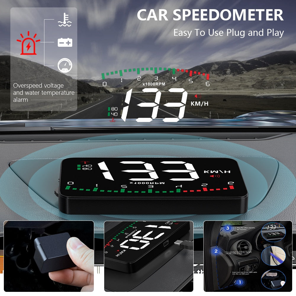 GEYIREN A900 Auto Hud Display Car Projector Alarm EOBD OBD2 Head