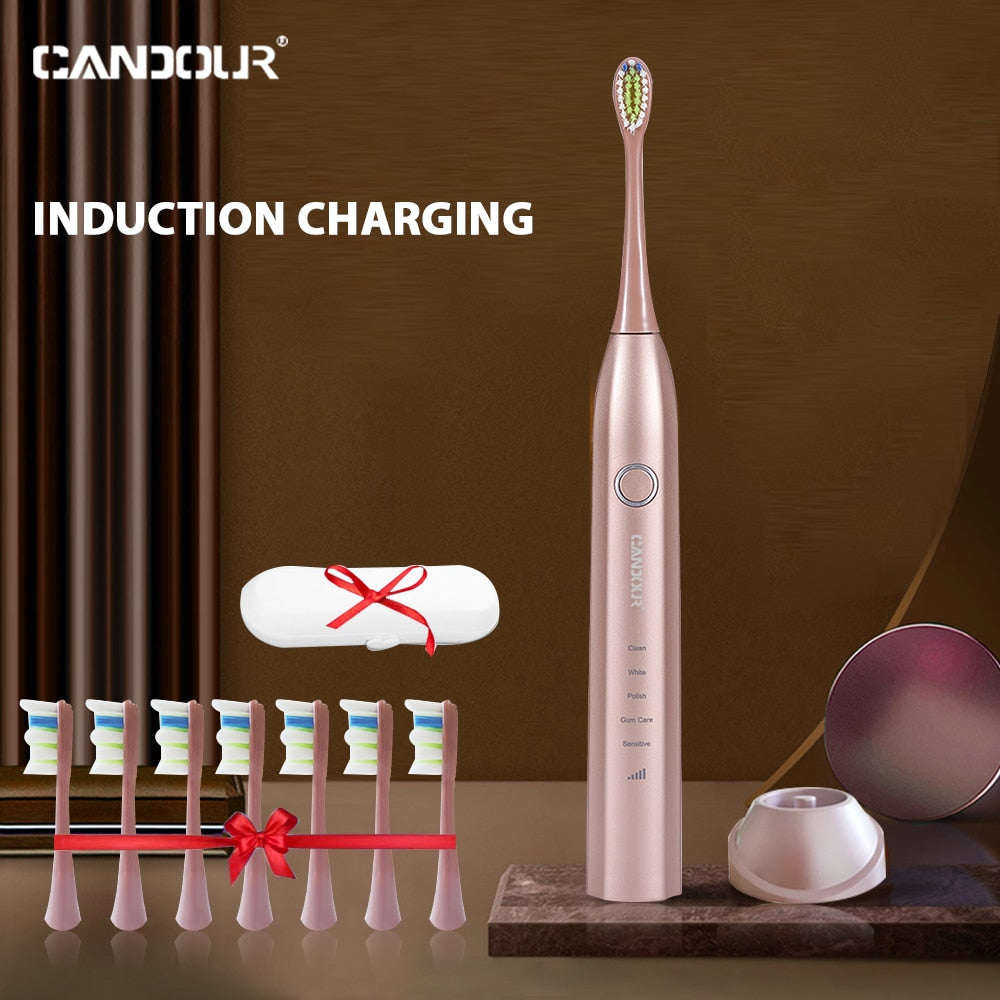 CANDOUR CD-5168 Sonic Electric Toothbrush Rechargeable Toothbrush IPX8 Waterproof 15 Mode