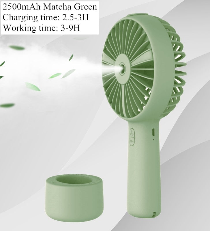 Battery Portable Water Spray Mist Fan Electric USB Rechargeable Handheld Mini Fan Cooling Air