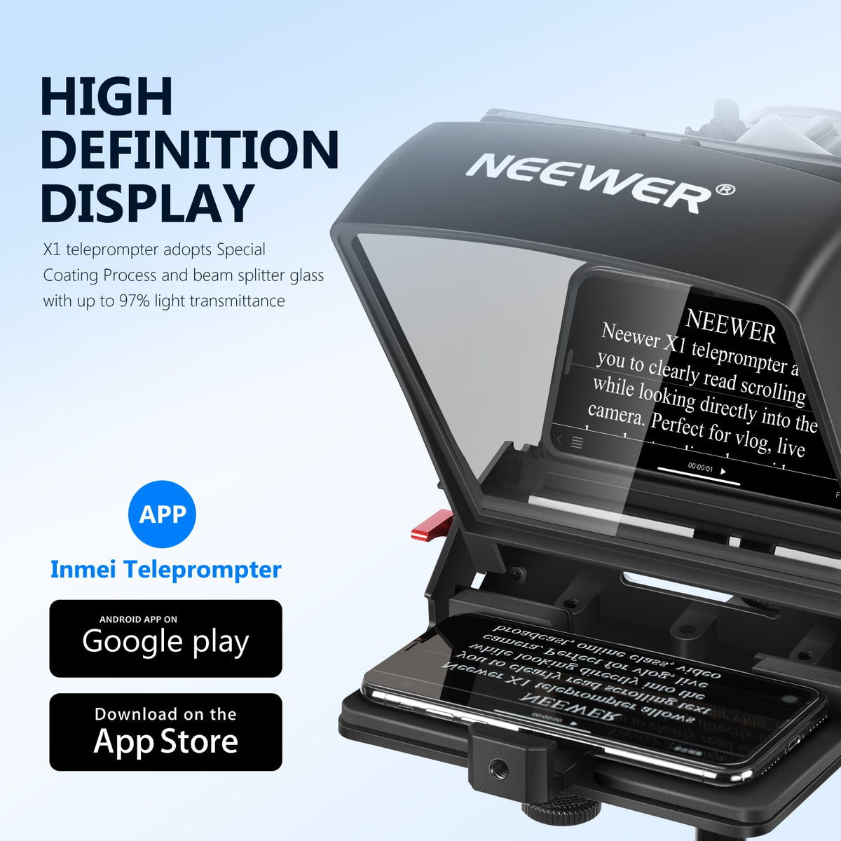 Neewer Mini Teleprompter Smartphone Teleprompter Artifact Video + Remote Control