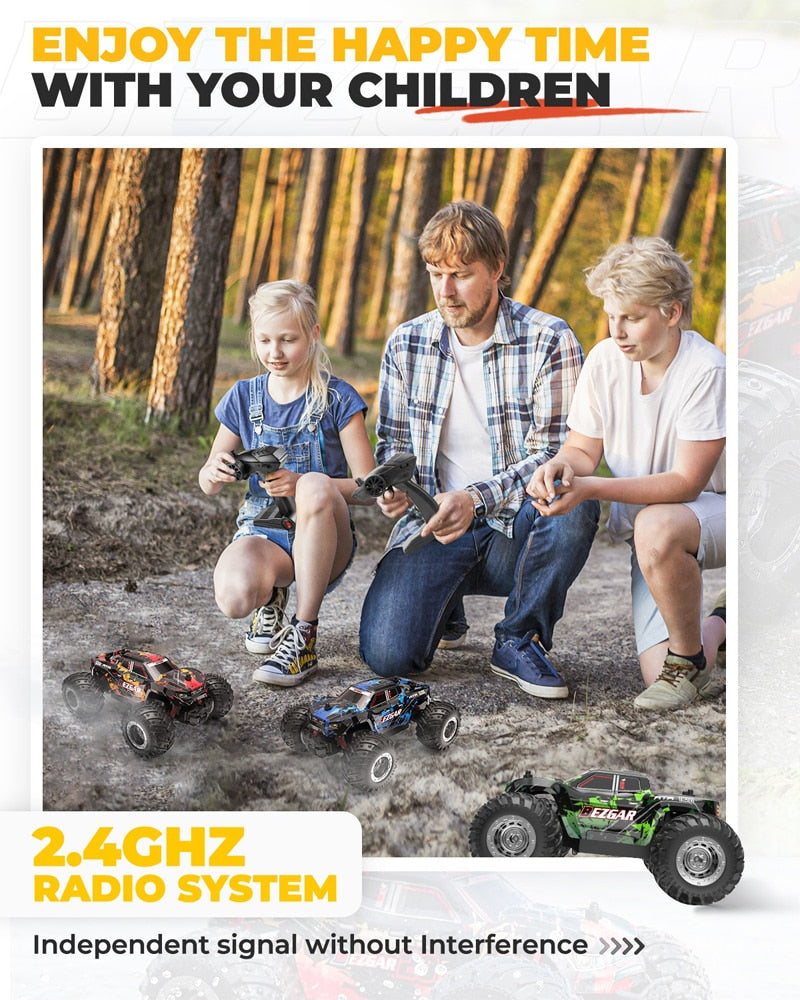 BEZGAR TM201 Remote Control Car,2.4GHz Rc Car All-Terrain 15Km/h 1:20 Off-Road Monster Truck Toy Birthday