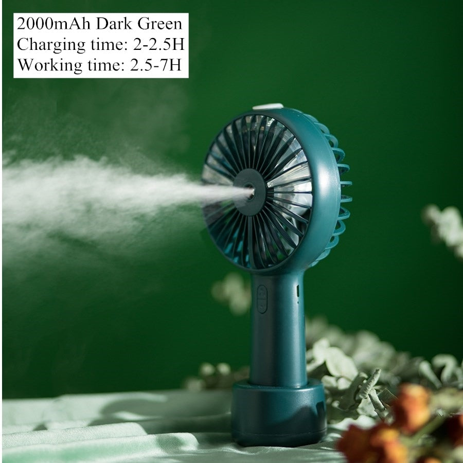 Battery Portable Water Spray Mist Fan Electric USB Rechargeable Handheld Mini Fan Cooling Air