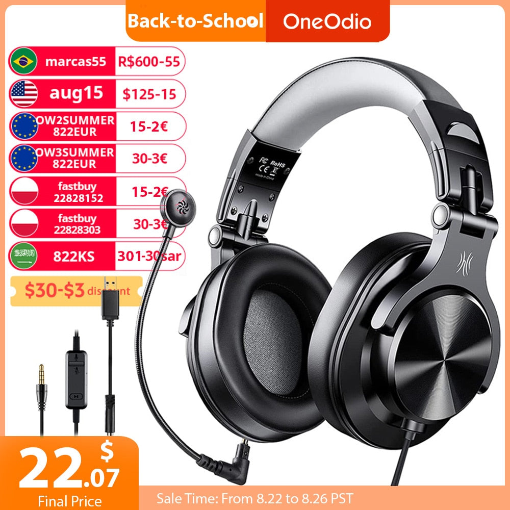 Oneodio Wired Gaming Headset Gamer USB + 3.5mm Over-Ear Gaming Headphones