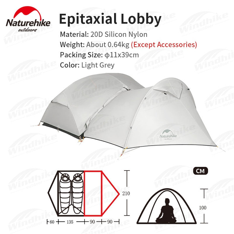 NatureHike Mongar Camping Tent 2 Persons Ultralight 20D Nylon Silicone Outdoor Hiking