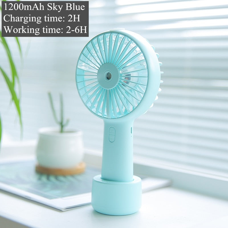 Battery Portable Water Spray Mist Fan Electric USB Rechargeable Handheld Mini Fan Cooling Air