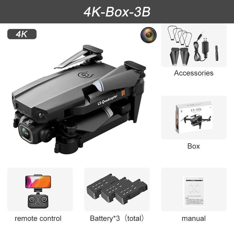 JINHENG XT6 Mini Drone 4K 1080P HD Camera WiFi Fpv Air Pressure Altitude Hold