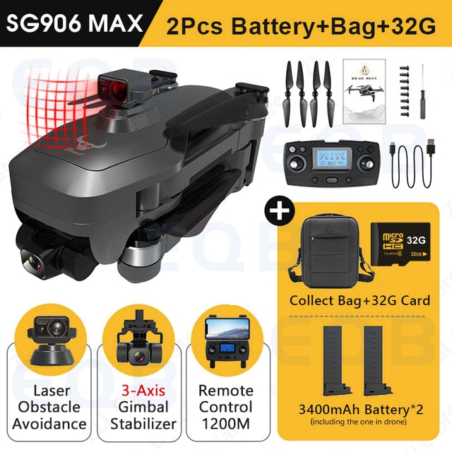 EQB SG906 MAX GPS Drone with 3 Axis Gimbal Professional 4K Camera Obstacle