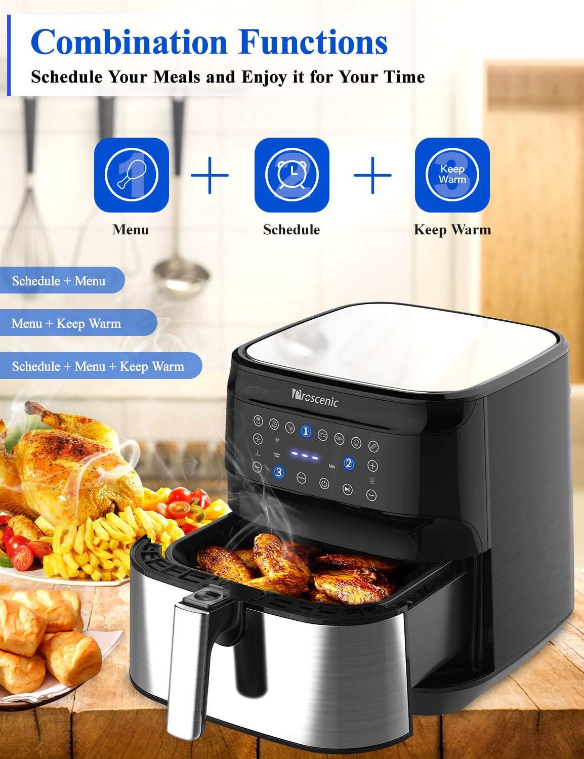 Proscenic T21 5.5L Air Fryer without Oil Electric Oil Free Air Fryer LED Touch Screen APP