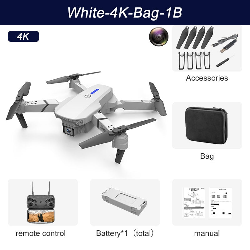 E88Pro RC Drone 4K Professinal With 1080P Wide Angle HD Camera Foldable RC