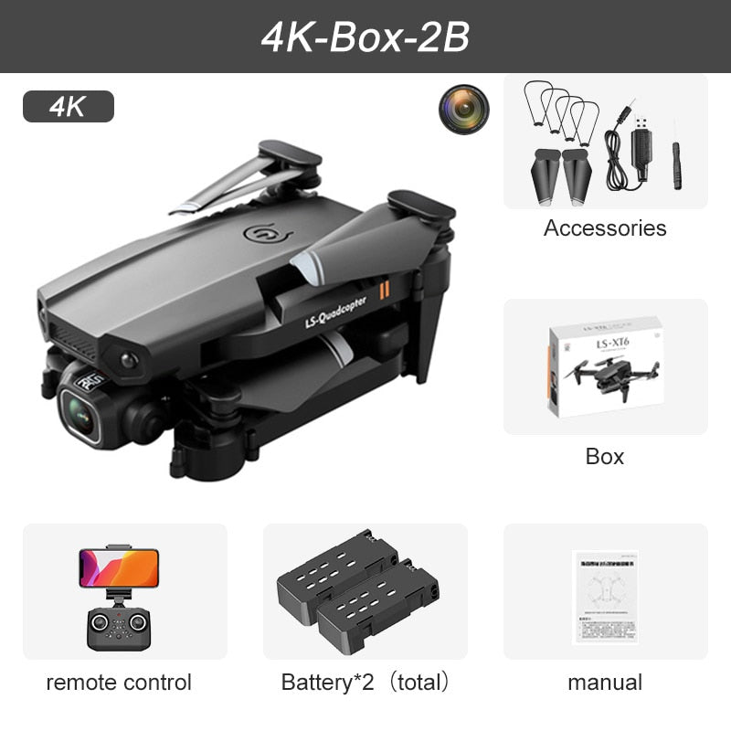 JINHENG XT6 Mini Drone 4K 1080P HD Camera WiFi Fpv Air Pressure Altitude Hold