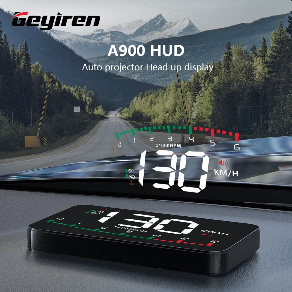 GEYIREN A900 Auto Hud Display Car Projector Alarm EOBD OBD2 Head