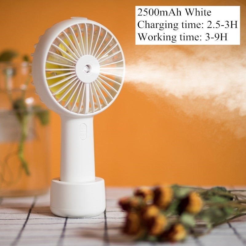 Battery Portable Water Spray Mist Fan Electric USB Rechargeable Handheld Mini Fan Cooling Air