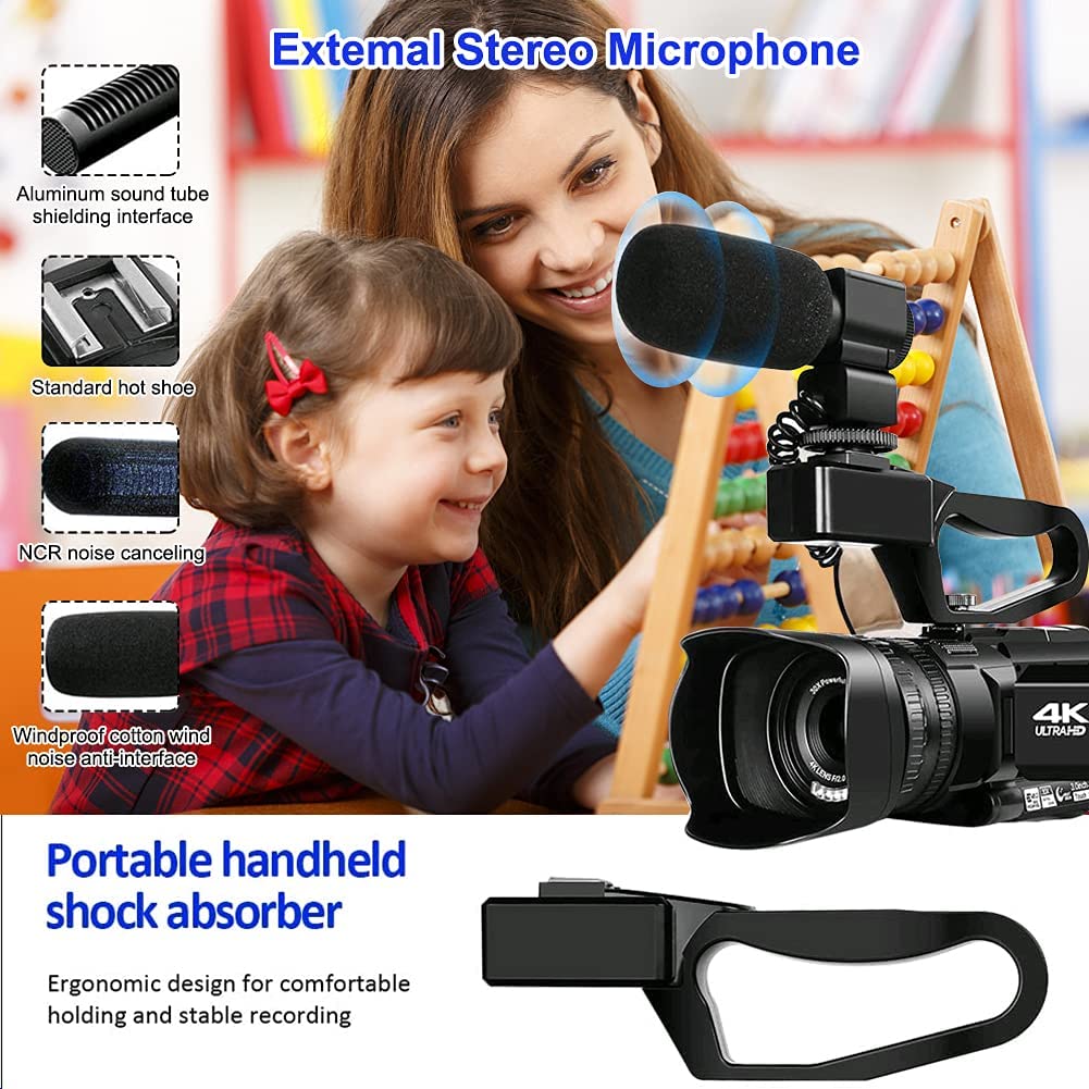 4K Video Camera 30X Digital Camcorder KOMERY Vlogging Recorder 3.0 Inch Touch Screen Night Vision