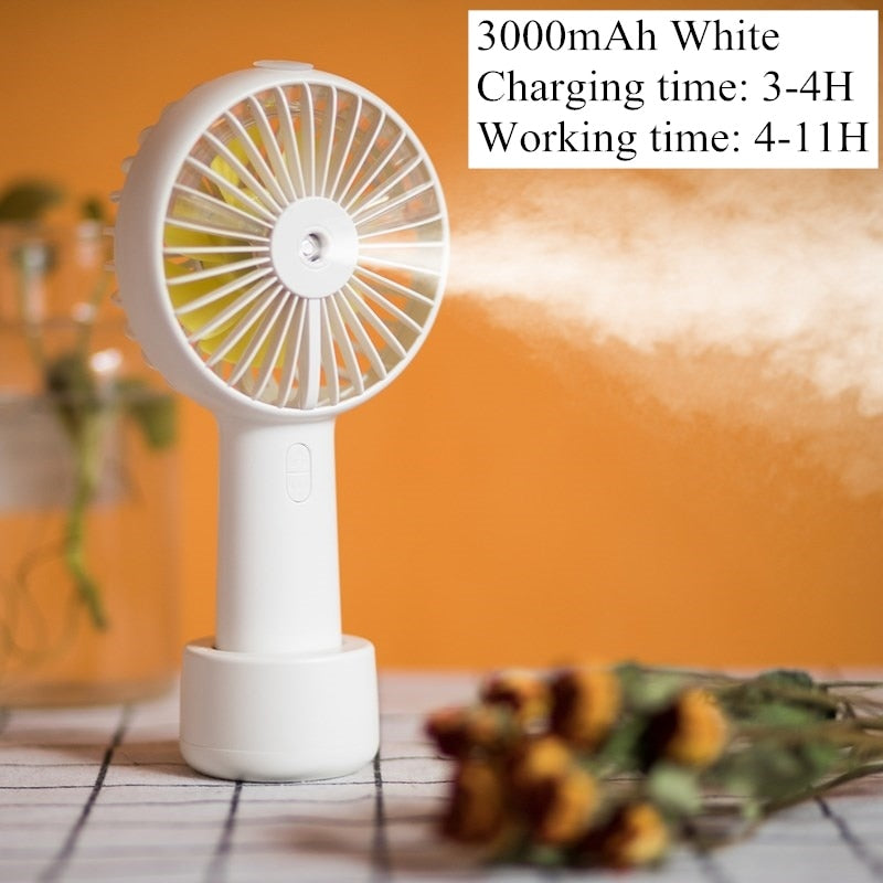 Battery Portable Water Spray Mist Fan Electric USB Rechargeable Handheld Mini Fan Cooling Air