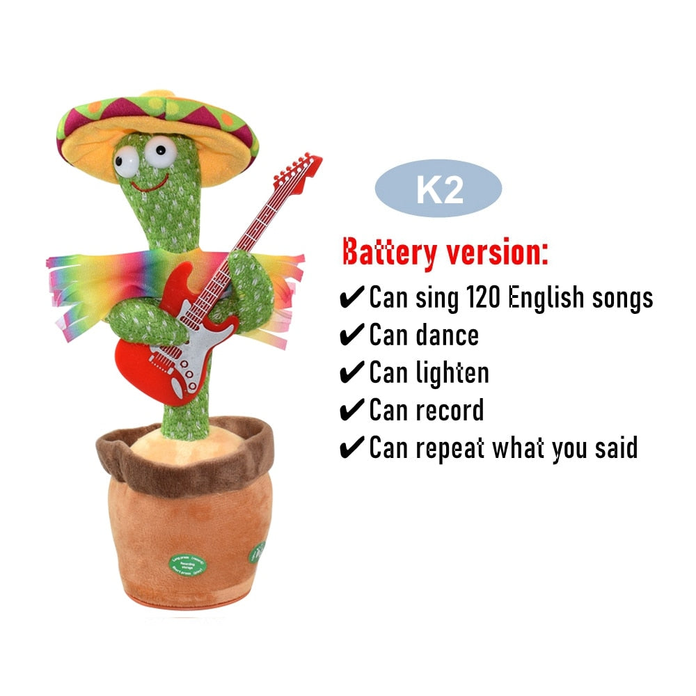 Dancing Cactus Repeat Talking Toy Electronic Plush Toys Can Sing Record Lighten Battery USB Charging