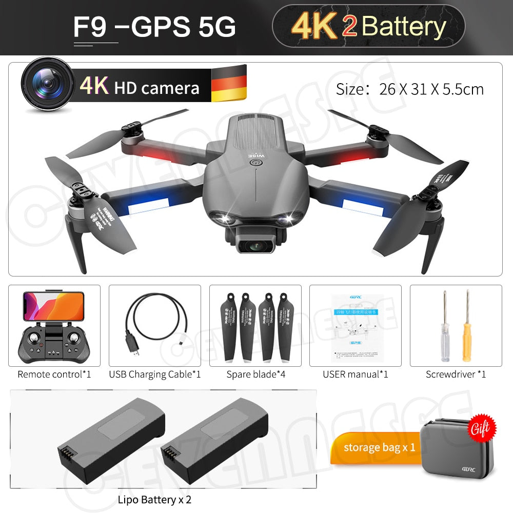 2022 NEW F9 GPS Drone 6K Dual HD Camera Professional Aerial Photography Brushless Motor