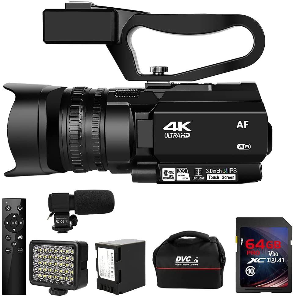 Camcorder 4K Ultra HD 48MP Video Camera for YouTube Live Streaming 30X Digital Zoom IR