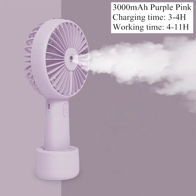 Battery Portable Water Spray Mist Fan Electric USB Rechargeable Handheld Mini Fan Cooling Air