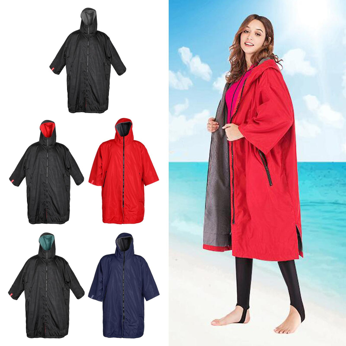 Surf Changing Robe Jacket Coat Quick Drying Jacket Weatherproof Cloak Outwear