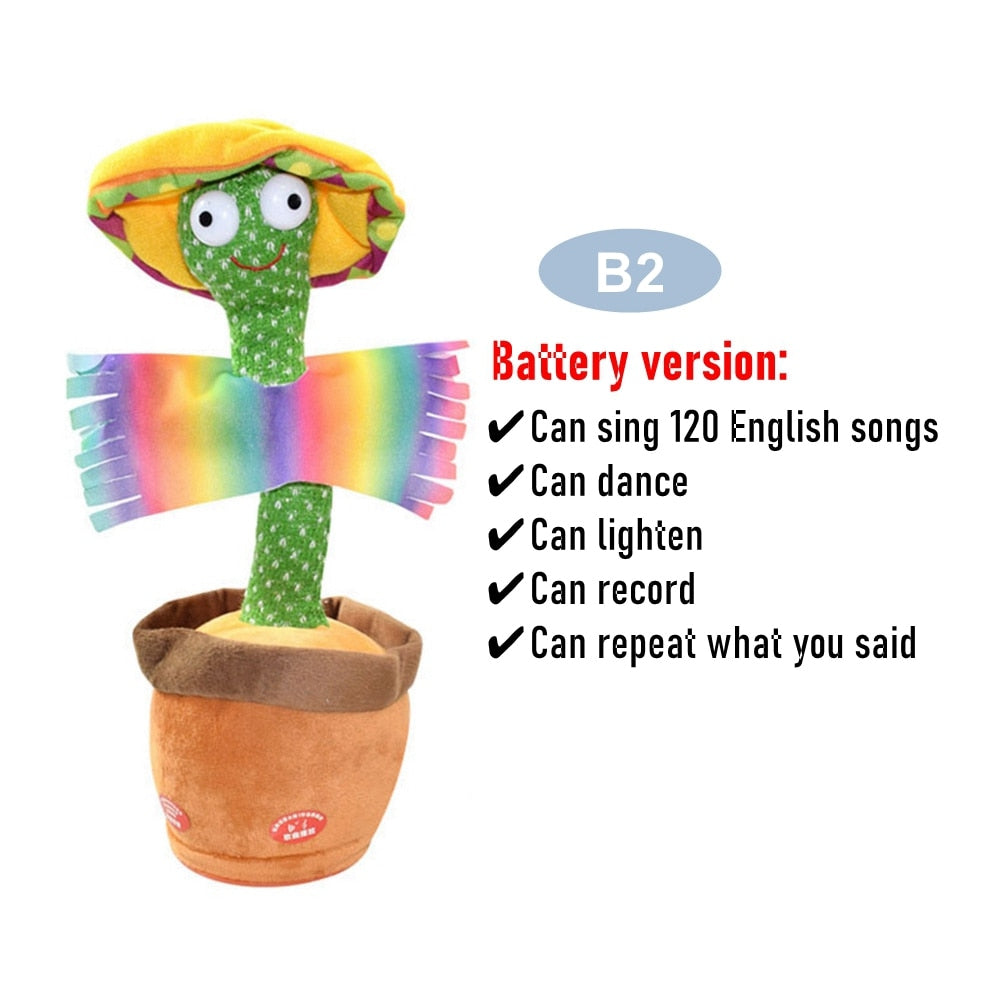 Dancing Cactus Repeat Talking Toy Electronic Plush Toys Can Sing Record Lighten Battery USB Charging