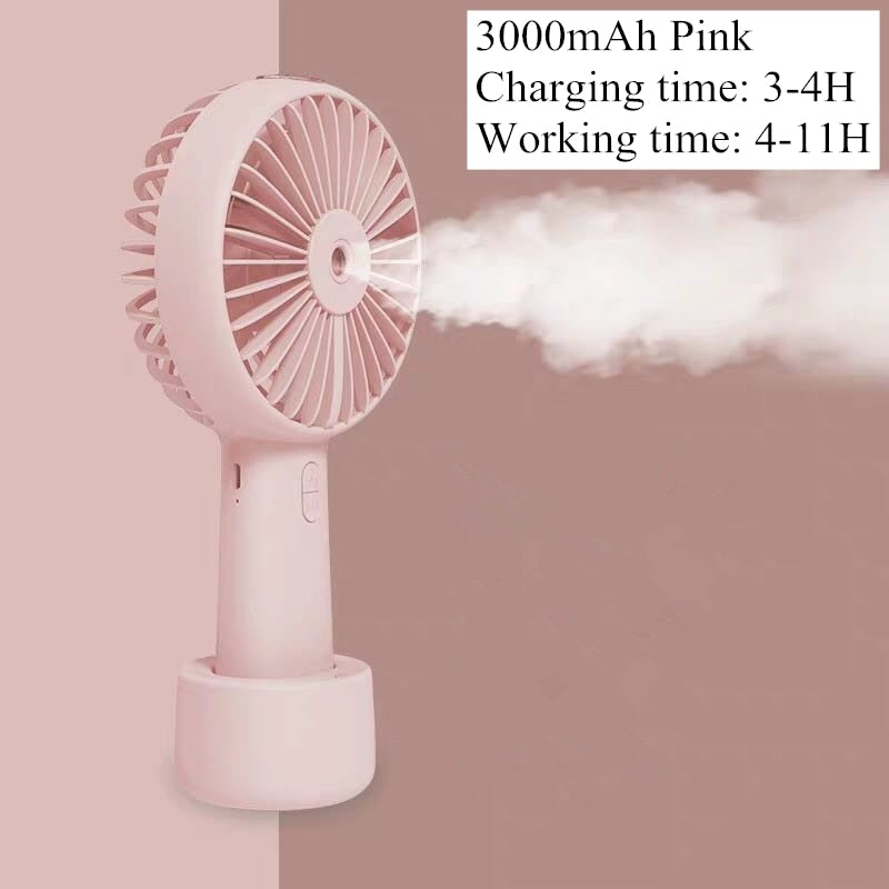 Battery Portable Water Spray Mist Fan Electric USB Rechargeable Handheld Mini Fan Cooling Air