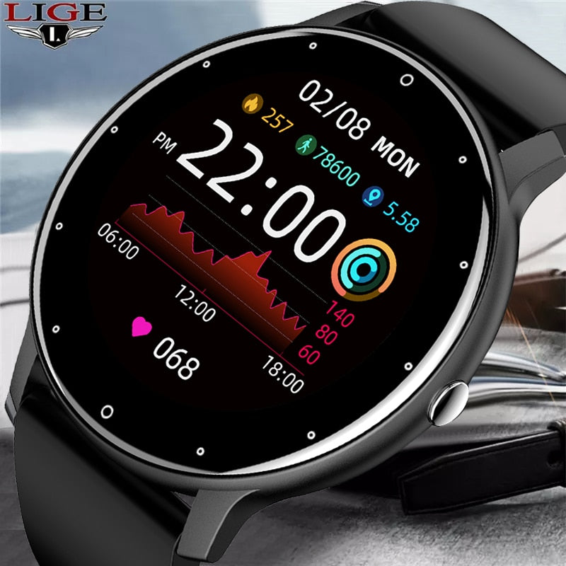 LIGE 2022 New Smart Watch Men Full Touch Screen Sport Fitness Watch IP67 Waterproof