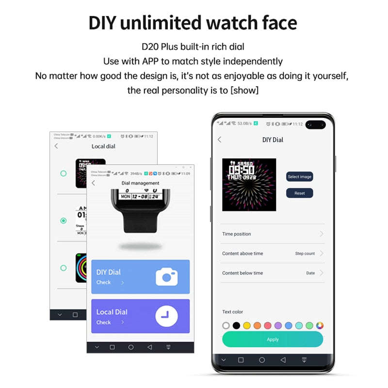 D20 Smart Watch Men Sport Fitness Tracker Blood Pressure  Heart Rate  Monitor Y68 Women Bracelet