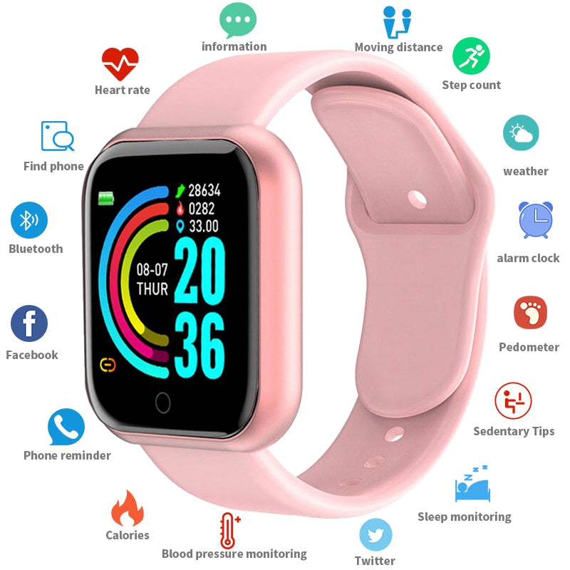 D20 Smart Watch Men Sport Fitness Tracker Blood Pressure  Heart Rate  Monitor Y68 Women Bracelet