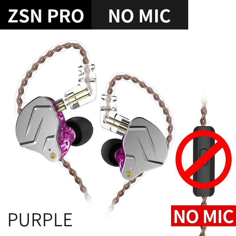 KZ ZSN Pro Headphones In Ear Monitor Hybrid Technology Best Earphone 1BA+1DD