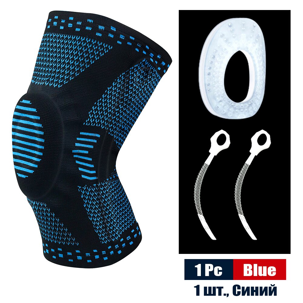 Sports Compression Knee Support Brace Patella Protector Knitted Silicone Spring Leg