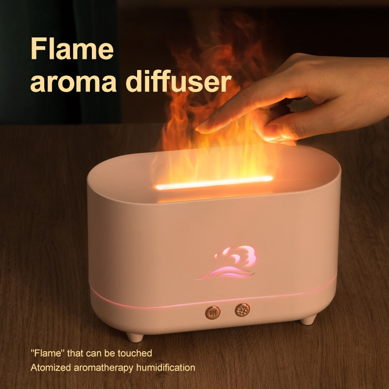 180ML USB Essential Oil Diffuser Simulation Flame Ultrasonic Humidifier Home Office Air Freshener