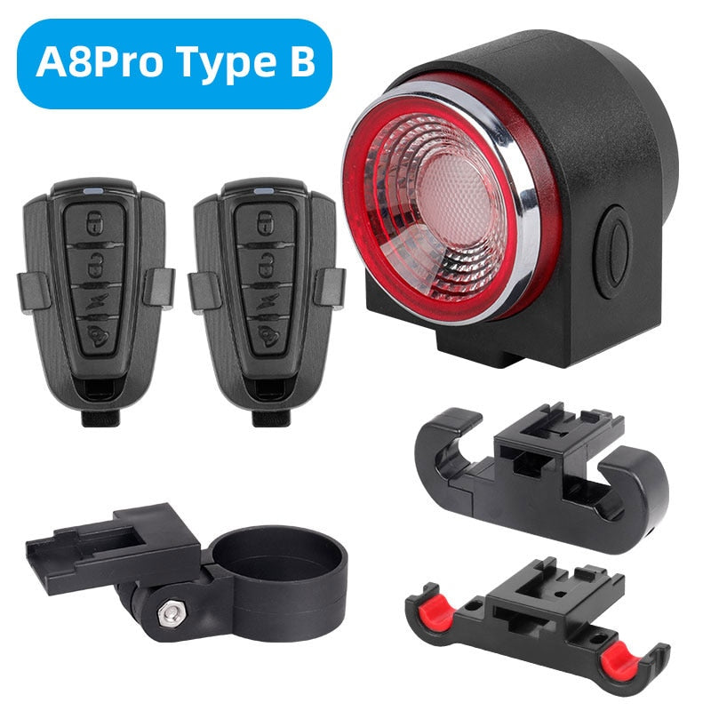 Bicycle Rear Lamp Braking Light Anti-theft Alarm Remote Call Wireless Control LED Lantern